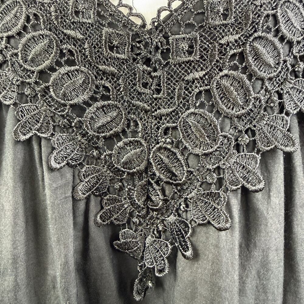 Whimsygoth Black Crochet Lace Bizz Princess Tunic Large Cotton Silk Pockets - Picture 5 of 13